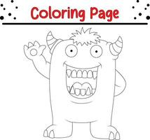 Cute cartoon Monster coloring page. Children's black and white illustration. vector