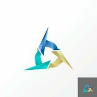 Logo design graphic concept creative abstract premium vector stock initial T font like triangle propeller or mill. Related monogram mechanic workshop