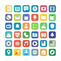 Mobile app icons, in flat style, for user interface, technology, design and communication needs. This includes messages, email, voice recording, weather, music, multimedia, games and others. vector