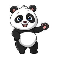 Cute baby panda cartoon on white background vector