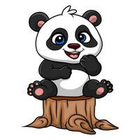 Cute baby panda cartoon on white background vector