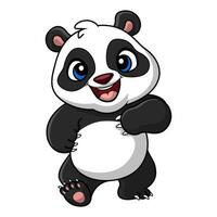 Cute baby panda cartoon on white background vector