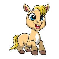 Cute horse cartoon on white background vector