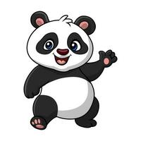 Cute baby panda cartoon on white background vector