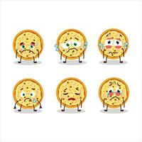 Marinara pizza cartoon character with sad expression vector