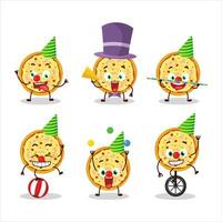 Cartoon character of marinara pizza with various circus shows vector