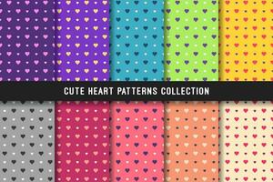 Cute Heart Colorful Seamless Pattern Collection Vector Illustration