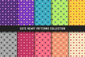 Cute Heart Colorful Seamless Pattern Collection Vector Illustration