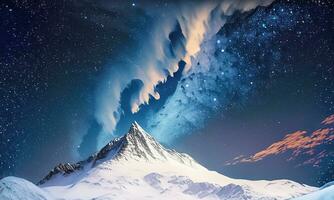 ai generado capturar el magnificencia de naturaleza en un soltero marco- un cubierto de nieve montaña foto