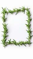 AI Generative Fresh rosemary on a cracked whited wooden background Top view photo