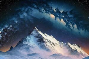 Ai generated Capture the magnificence of nature in a single frame- a snow-covered mountain photo