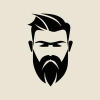 elegante Barbero tienda logo presentando un apuesto hombre con un barba y Bigote. vector