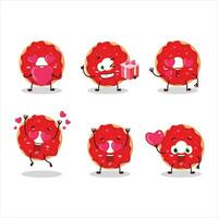 Raspberry donut cartoon character with love cute emoticon vector