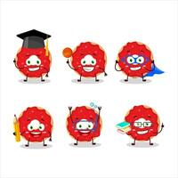 School student of raspberry donut cartoon character with various expressions vector