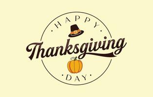 Hand lettering for Happy Thanksgiving Day template background vector