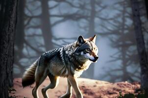 A wild wolf in the nature, photo