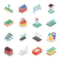 Bundle of Smart Farming Isometric Icons vector