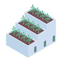 Aeroponic bed icon in isometric style vector