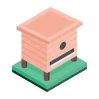 Ready to use isometric icon of bee apiary vector