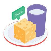 An isometric icon of dairy products vector