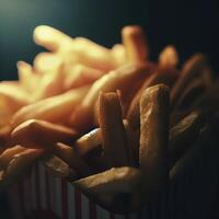 French fry cinematic food. AI Generative photo