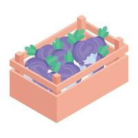 Modern isometric icon of vegetable and friut counter vector