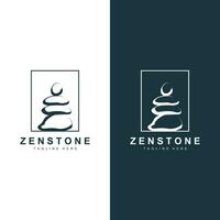 Stone Logo, Vector Zen Meditation Stone Balance Tranquility, Yoga Minimalist Simple Design, Silhouette Illustration