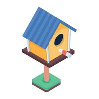 Wooden birdhouse isometric icon design vector