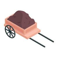 Get isometric icon of farm cart vector