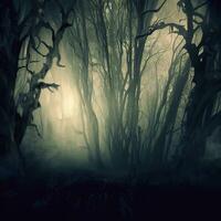 A stock photo of a scary mystical forest. AI Generative