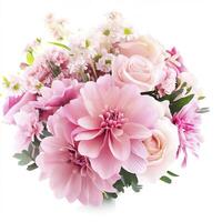 pink bouquet flowers isolated on white background. AI Generative photo