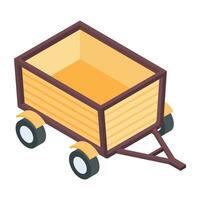 Download isometric icon of wooden cart vector
