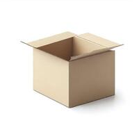 Mockup empty carton box isolated on white background. AI Generative photo