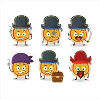 dibujos animados personaje de griego Pizza con varios piratas emoticones vector