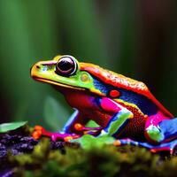 View of brightly colored frog in nature. AI Generative photo