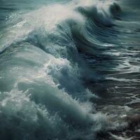 ocean breaks on shore. AI Generative photo