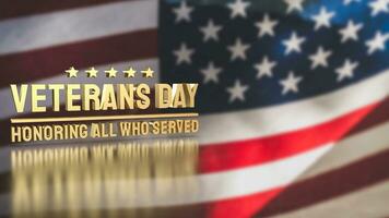 The veterans day gold text for holiday concept 3d rendering photo