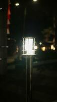 Street lamp in the city at night. Selective focus with shallow depth of field. photo