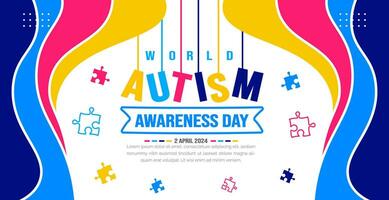 World autism awareness day background template celebrated in 2 April. use to background, banner, card, greeting card, poster, book cover, placard, photo frame, social media post banner template. vector