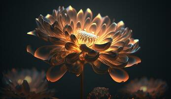 a flower glowing in the dark light shining photography AI Generated Photo