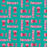 Pattern seamless candy, sweets on green background. Decorative print. vector