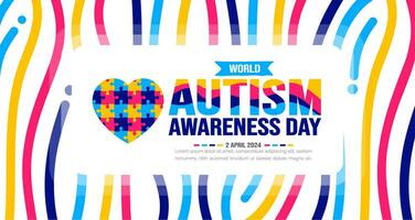 World autism awareness day background template use to banner, card, greeting card, poster, book cover, placard, photo frame, social media post banner template. celebrated in 2 April. vector