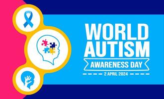 World autism awareness day background template use to banner, card, greeting card, poster, book cover, placard, photo frame, social media post banner template. celebrated in 2 April. vector