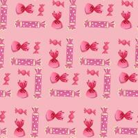 Pattern seamless candy, sweets on pink background. Decorative print. vector
