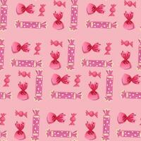 Pattern seamless candy, sweets on pink background. Decorative print. vector