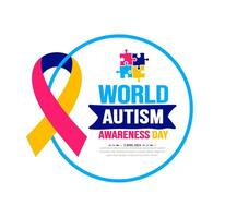 World autism awareness day ribbon icon background template use to banner, card, greeting card, poster, book cover, placard, photo frame, social media post banner template. celebrated in 2 April. vector