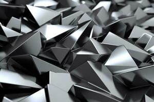 Abstract metallic silver triangular pattern. 3d render illustration of modern geometric wallpaper.AI generated, Generative AI. photo