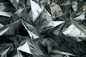 Abstract metallic silver triangular pattern. 3d render illustration of modern geometric wallpaper.AI generated, Generative AI. photo