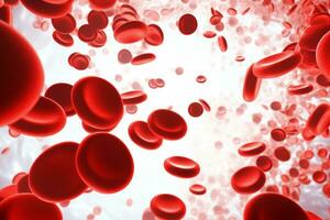 microsópico de rojo sangre células fluido mediante el sangre vasos.medicos y Ciencias investigación concepto.generativo ai foto