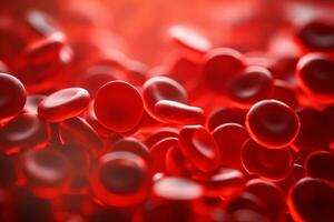 microsópico de rojo sangre células fluido mediante el sangre vasos.medicos y Ciencias investigación concepto.generativo ai foto